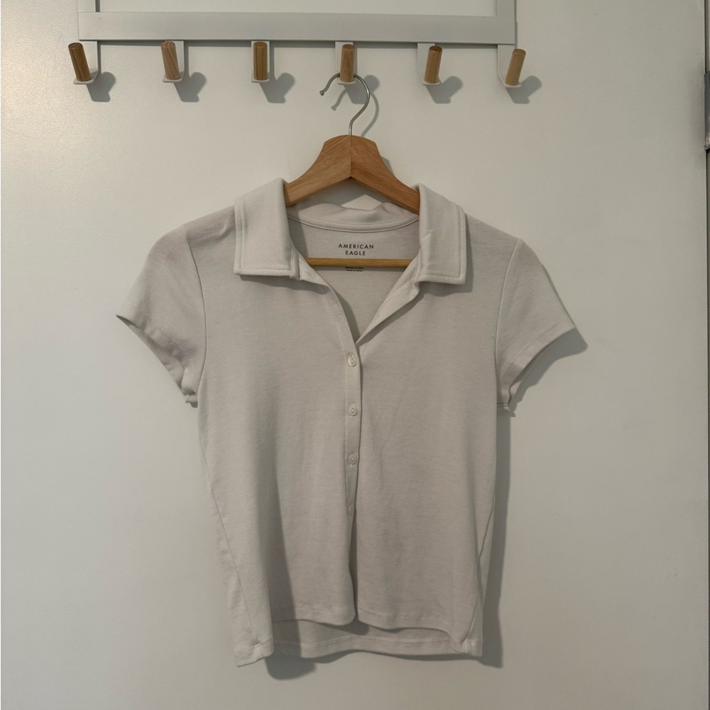 American Eagle Outfitters Women's Cream Button Down Shirt